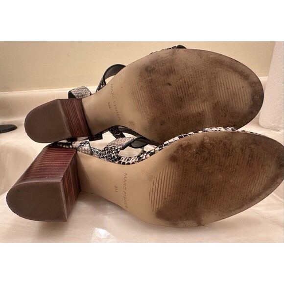 MARC FISHER 8 WALINA MFWALINA2 SNAKE 3.5" HEEL SANDAL ANKLE STRAP PREOW PRIORITY - Picture 5 of 5